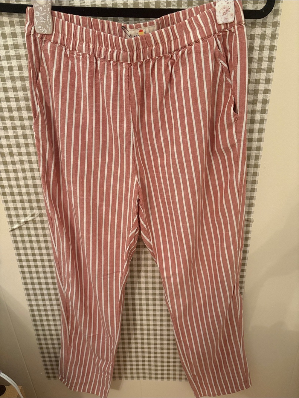 Marine Layer Rose Pink & White Striped Straight-Leg Pants